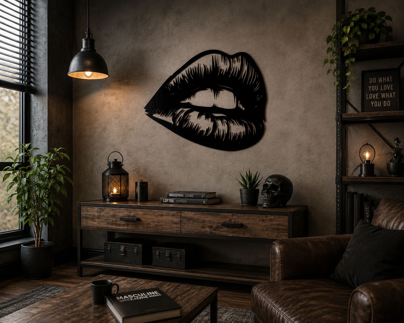 Lippen - Wanddekor - Metall pulverbeschichtet