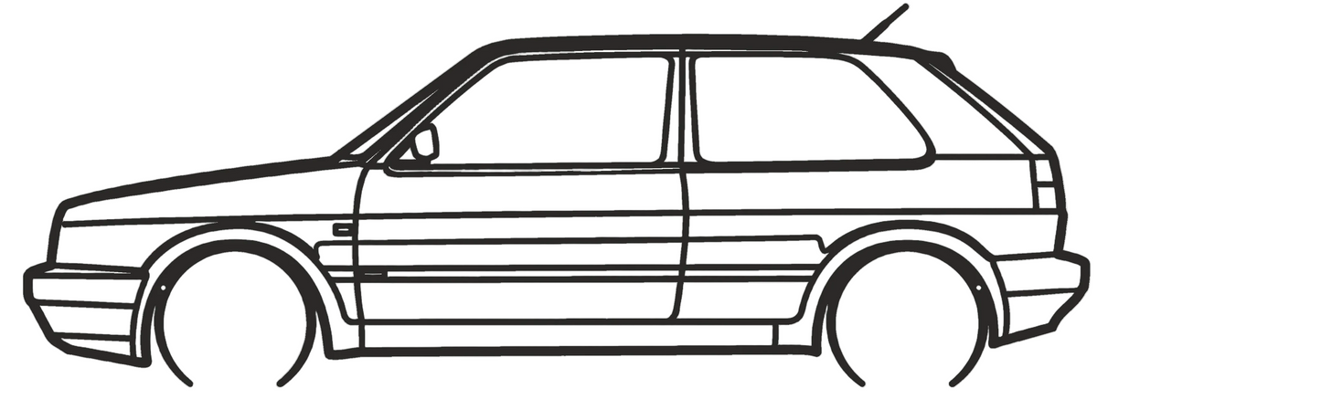 Golf GTI (1987) - Metallsilhouette - Auto Wanddeko für Garage & Wohnzimmer - pulverbeschichtet