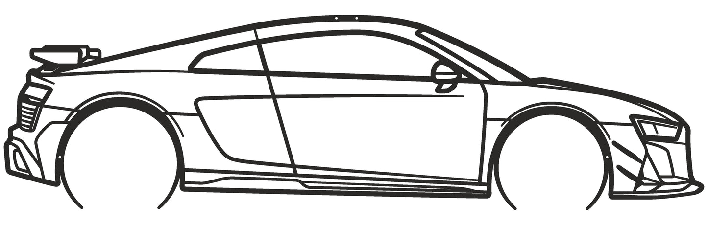 R8 V10 - Metallsilhouette - Auto Wanddeko für Garage & Wohnzimmer - pulverbeschichtet