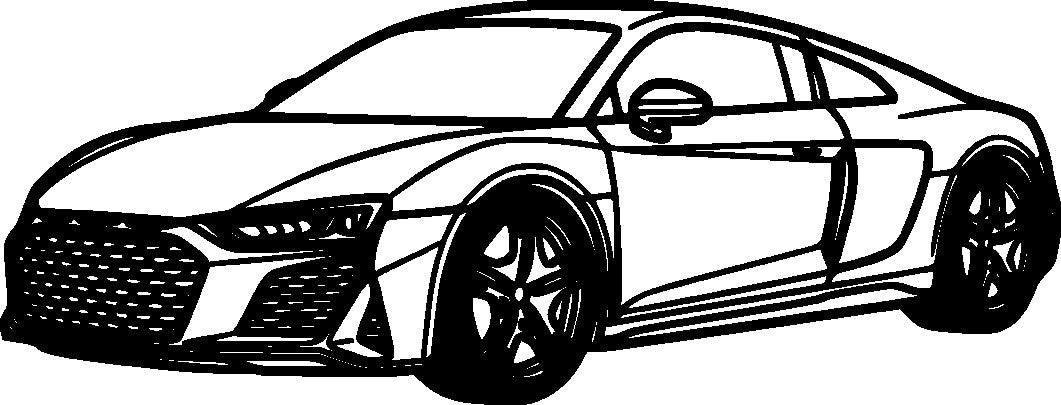 R8 - Metallsilhouette - Auto Wanddeko für Garage & Wohnzimmer - pulverbeschichtet