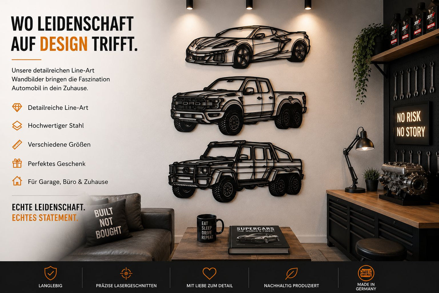 Chevy - Wanddekor - Metall pulverbeschichtet