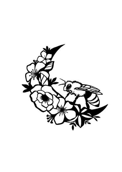 Blumen mit Biene - Wanddekor - Metall pulverbeschichtet