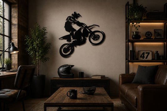 Motorrad Cross - Wanddekor - Metall pulverbeschichtet