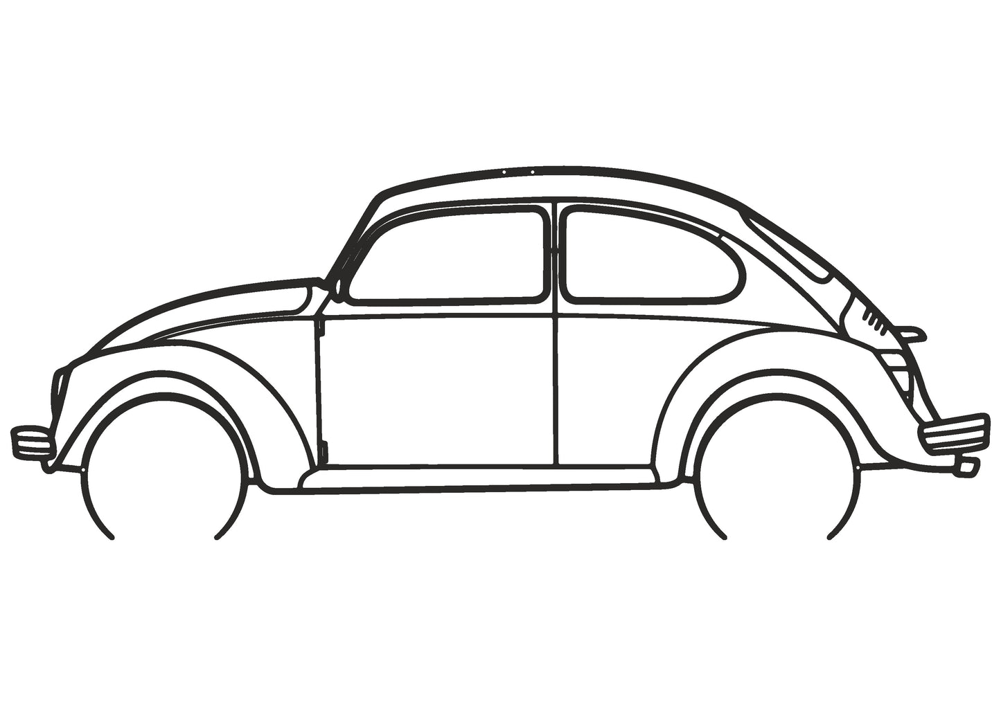 Käfer - Metallsilhouette - Auto Wanddeko für Garage & Wohnzimmer - pulverbeschichtet