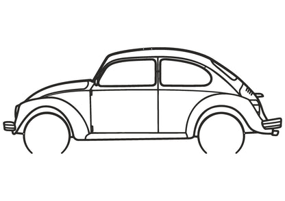 Käfer - Metallsilhouette - Auto Wanddeko für Garage & Wohnzimmer - pulverbeschichtet