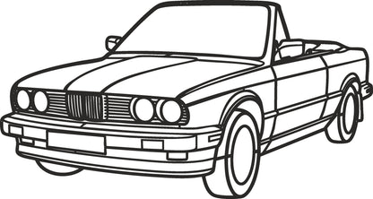 E30 Cabrio - Metallsilhouette - Auto Wanddeko für Garage & Wohnzimmer - pulverbeschichtet