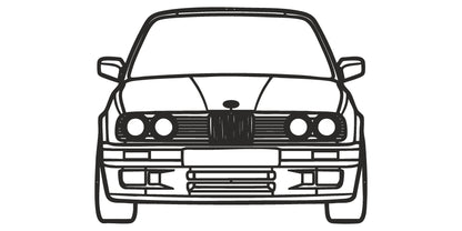 E30 Front - Metallsilhouette - Auto Wanddeko für Garage & Wohnzimmer - pulverbeschichtet
