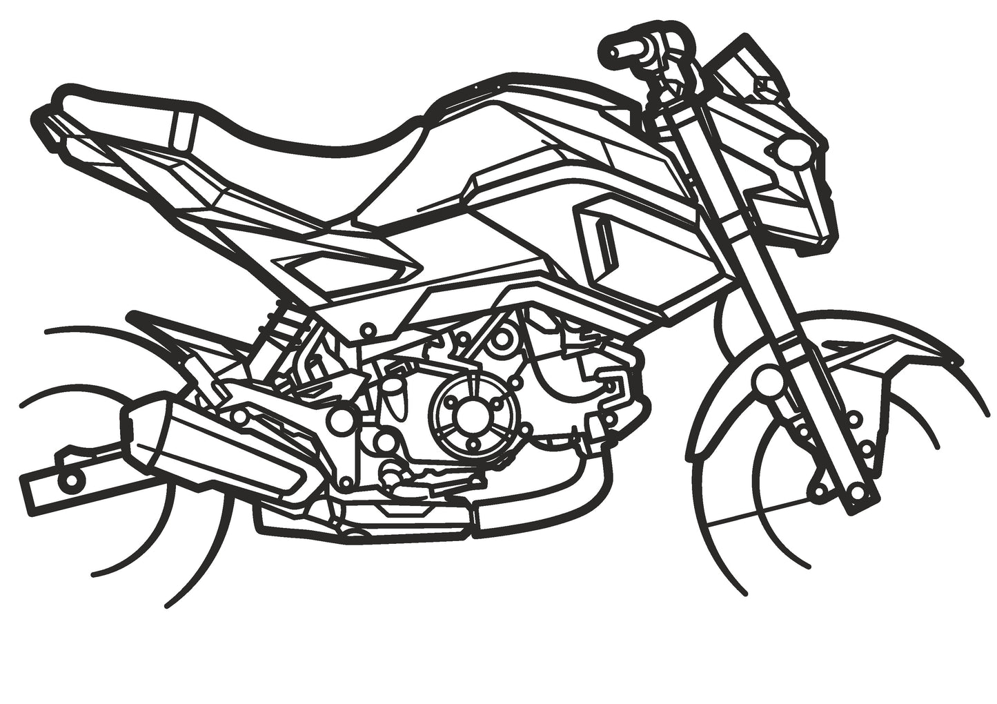 Grom - Metallsilhouette - Motorrad Wanddeko für Garage & Wohnzimmer - pulverbeschichtet