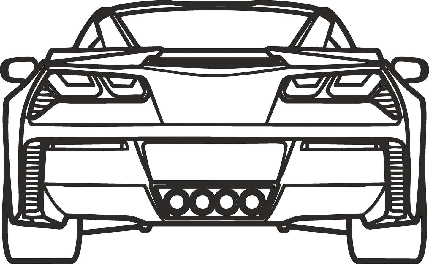 Corvette Heck - Metallsilhouette - Auto Wanddeko für Garage & Wohnzimmer - pulverbeschichtet