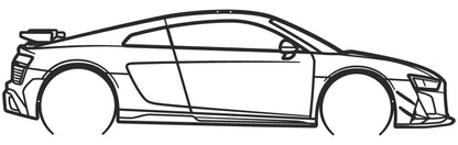 R8 V10 - Metallsilhouette - Auto Wanddeko für Garage & Wohnzimmer - pulverbeschichtet