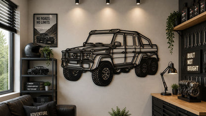 G63 6x6 - Metallsilhouette - Auto Wanddeko für Garage & Wohnzimmer - pulverbeschichtet