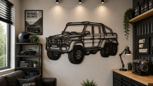 G63 6x6 - Metallsilhouette - Auto Wanddeko für Garage & Wohnzimmer - pulverbeschichtet