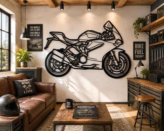 959 - Metallsilhouette - Motorrad Wanddeko für Garage & Wohnzimmer - pulverbeschichtet