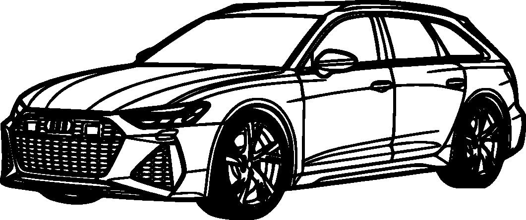 RS6 - Metallsilhouette - Auto Wanddeko für Garage & Wohnzimmer - pulverbeschichtet