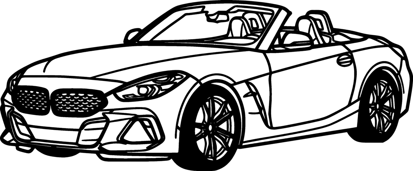 Z4 - Metallsilhouette - Auto Wanddeko für Garage & Wohnzimmer - pulverbeschichtet