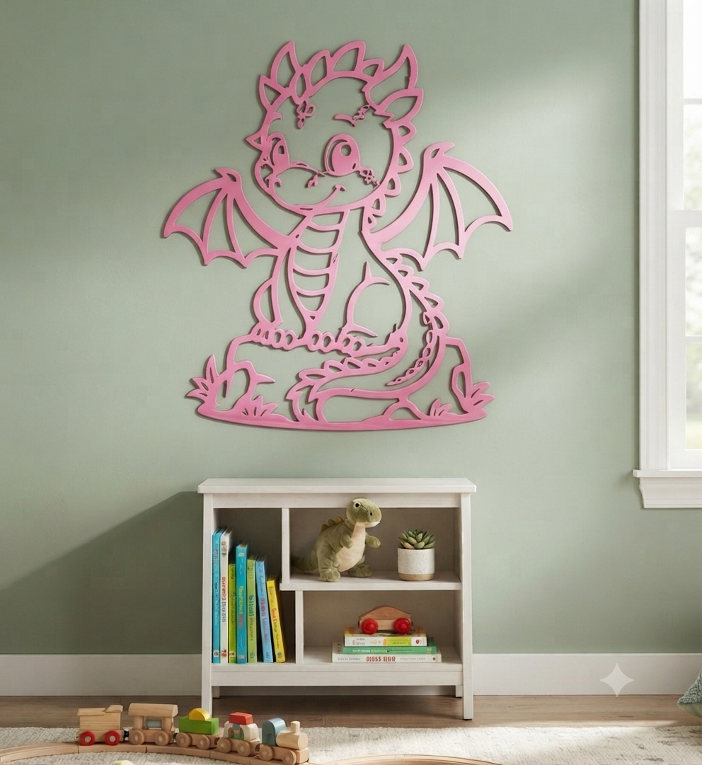 Baby Drache - Wanddekor - Metall pulverbeschichtet - Kinderzimmer Deko