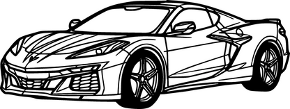 Corvette Z06 - Metallsilhouette - Auto Wanddeko für Garage & Wohnzimmer - pulverbeschichtet