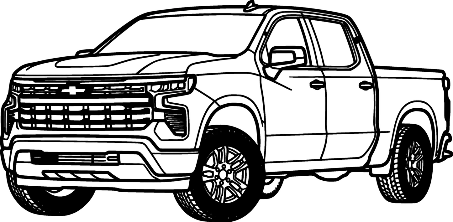 Silverado - Metallsilhouette - Auto Wanddeko für Garage & Wohnzimmer - pulverbeschichtet