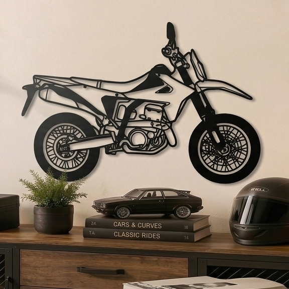 DR-Z4 - Metallsilhouette - Motorrad Wanddeko für Garage & Wohnzimmer - pulverbeschichtet