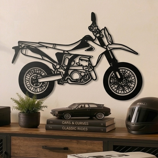 DR-Z4 - Metallsilhouette - Motorrad Wanddeko für Garage & Wohnzimmer - pulverbeschichtet