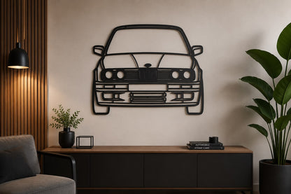 E30 Front - Metallsilhouette - Auto Wanddeko für Garage & Wohnzimmer - pulverbeschichtet