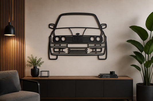 E30 Front - Metallsilhouette - Auto Wanddeko für Garage & Wohnzimmer - pulverbeschichtet