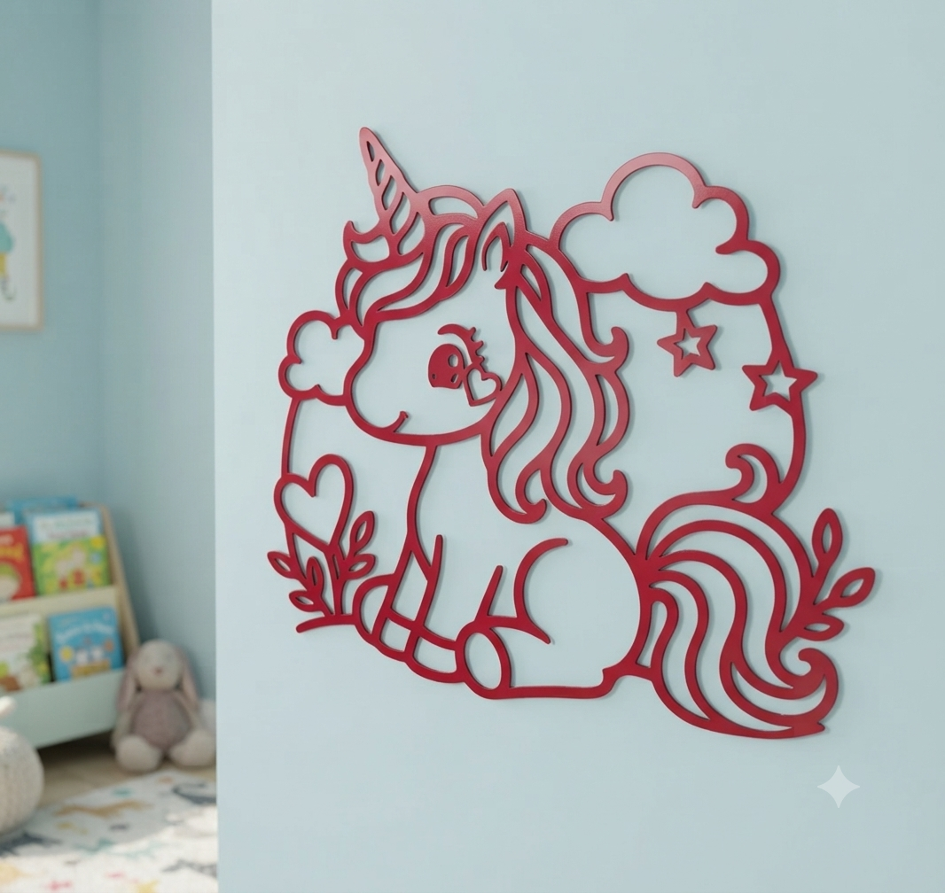 Einhorn - Wanddekor - Metall pulverbeschichtet - Kinderzimmer Deko