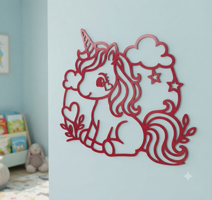 Einhorn - Wanddekor - Metall pulverbeschichtet - Kinderzimmer Deko