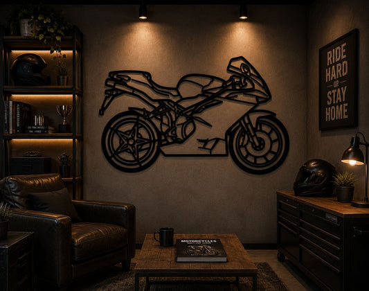 F4 - Metallsilhouette - Motorrad Wanddeko für Garage & Wohnzimmer - pulverbeschichtet