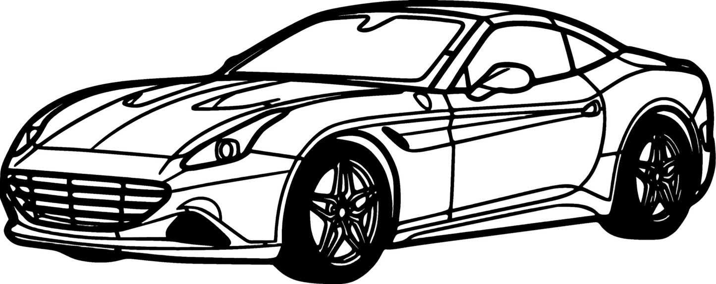 California - Metallsilhouette - Auto Wanddeko für Garage & Wohnzimmer - pulverbeschichtet