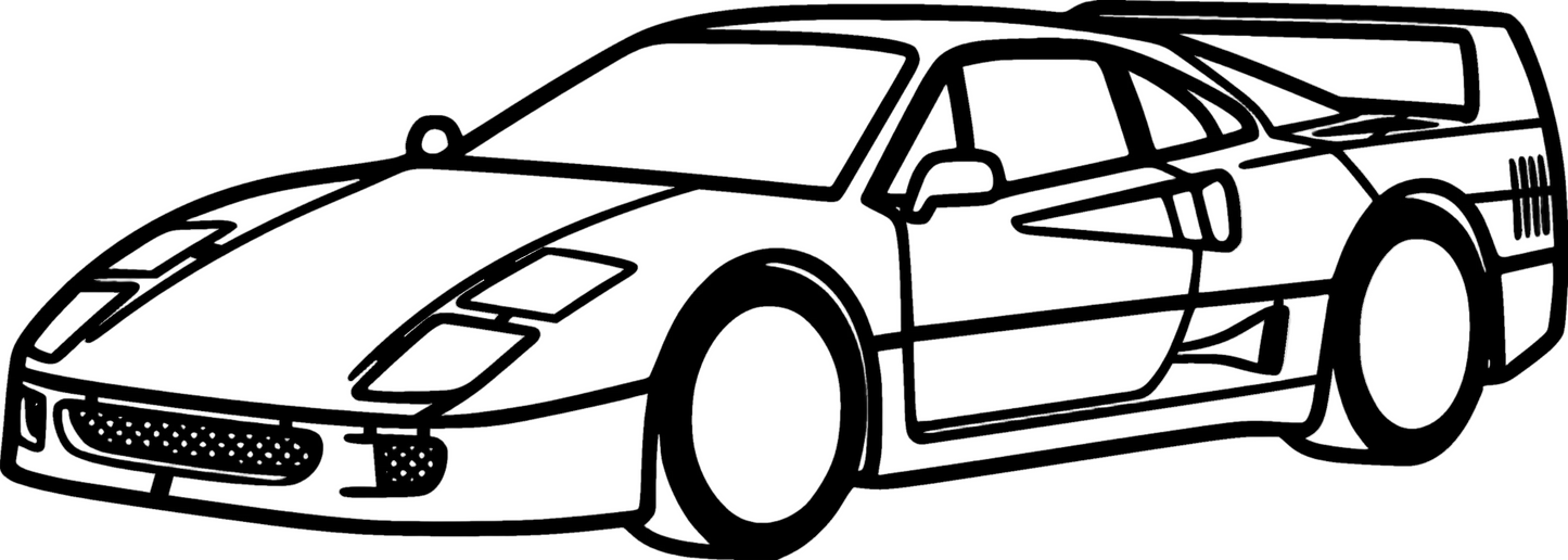 F 40 - Metallsilhouette - Auto Wanddeko für Garage & Wohnzimmer - pulverbeschichtet