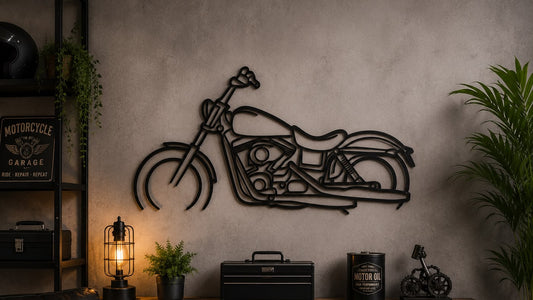 Street Bob - Metallsilhouette - Motorrad Wanddeko für Garage & Wohnzimmer - pulverbeschichtet