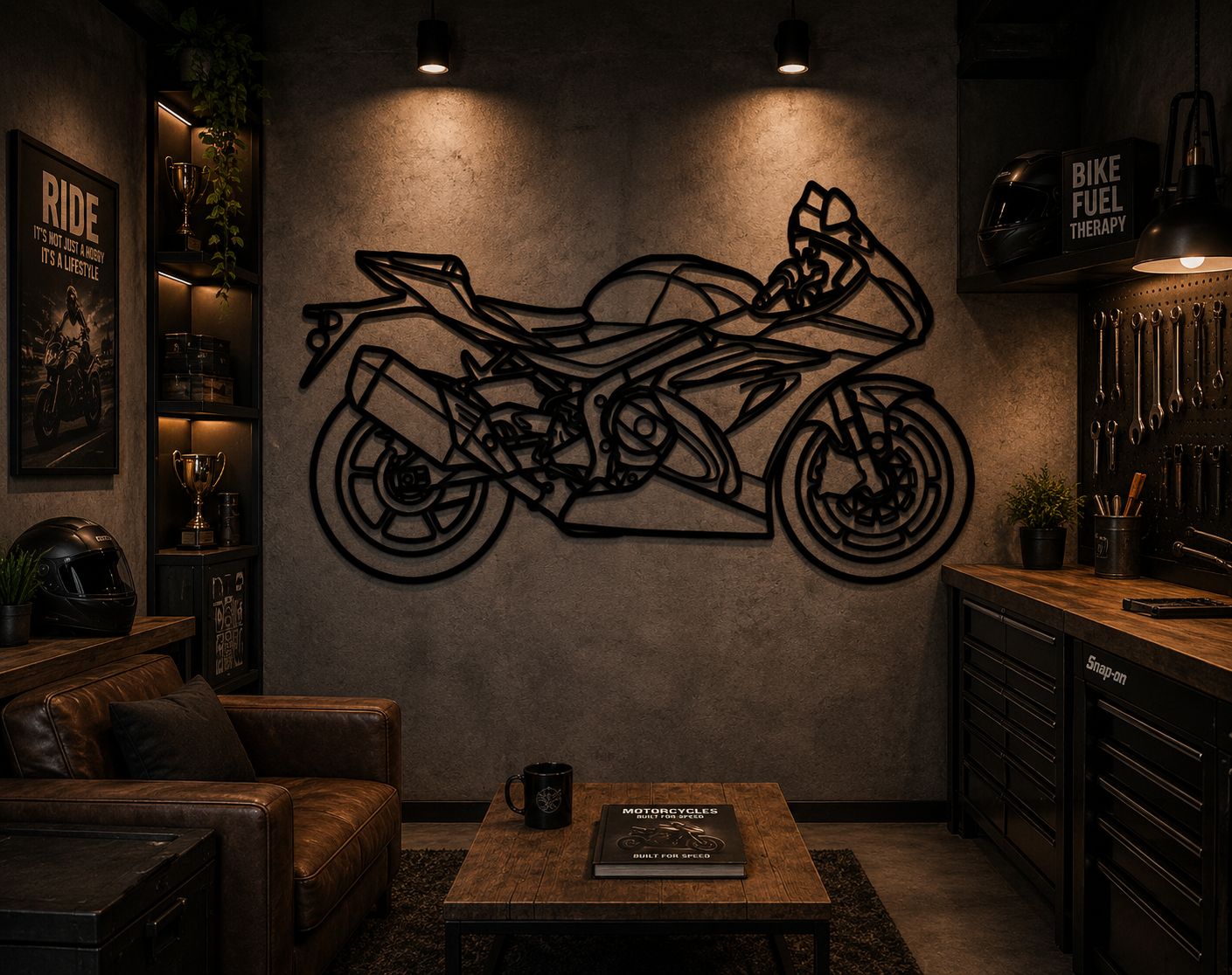 GSX R1000 - Metallsilhouette - Motorrad Wanddeko für Garage & Wohnzimmer - pulverbeschichtet