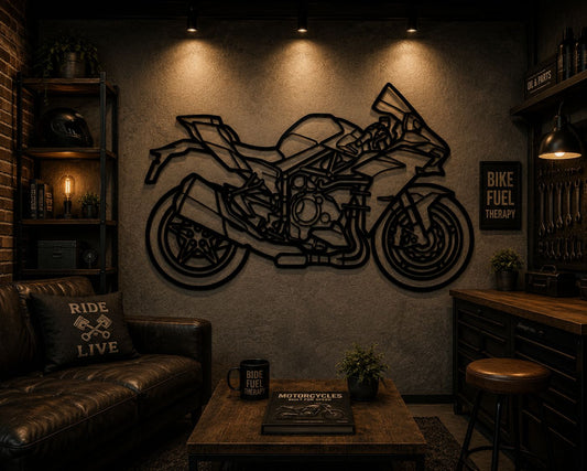 H2 - Metallsilhouette - Motorrad Wanddeko für Garage & Wohnzimmer - pulverbeschichtet