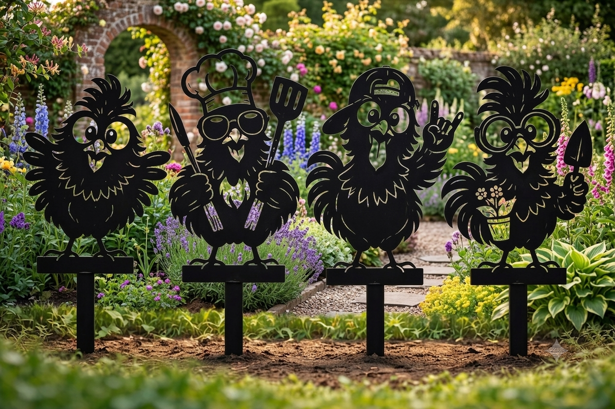 Gartenstecker Hühner 4er Set