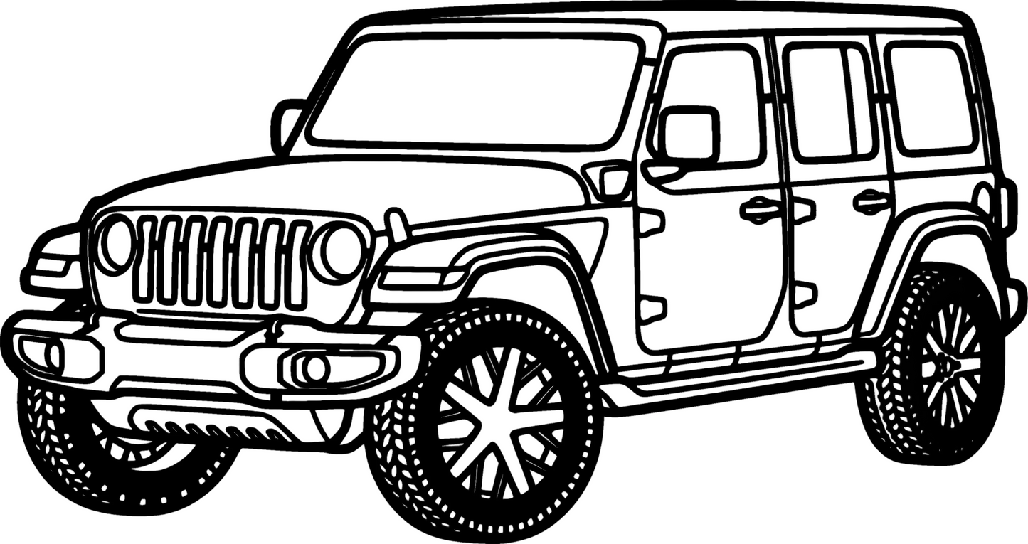 Wrangler - Metallsilhouette - Auto Wanddeko für Garage & Wohnzimmer - pulverbeschichtet