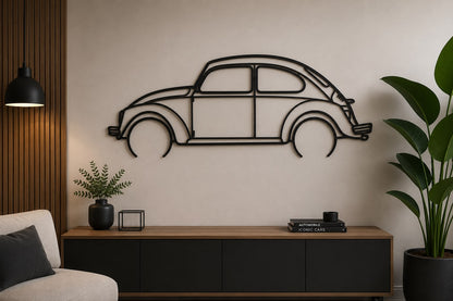 Käfer - Metallsilhouette - Auto Wanddeko für Garage & Wohnzimmer - pulverbeschichtet