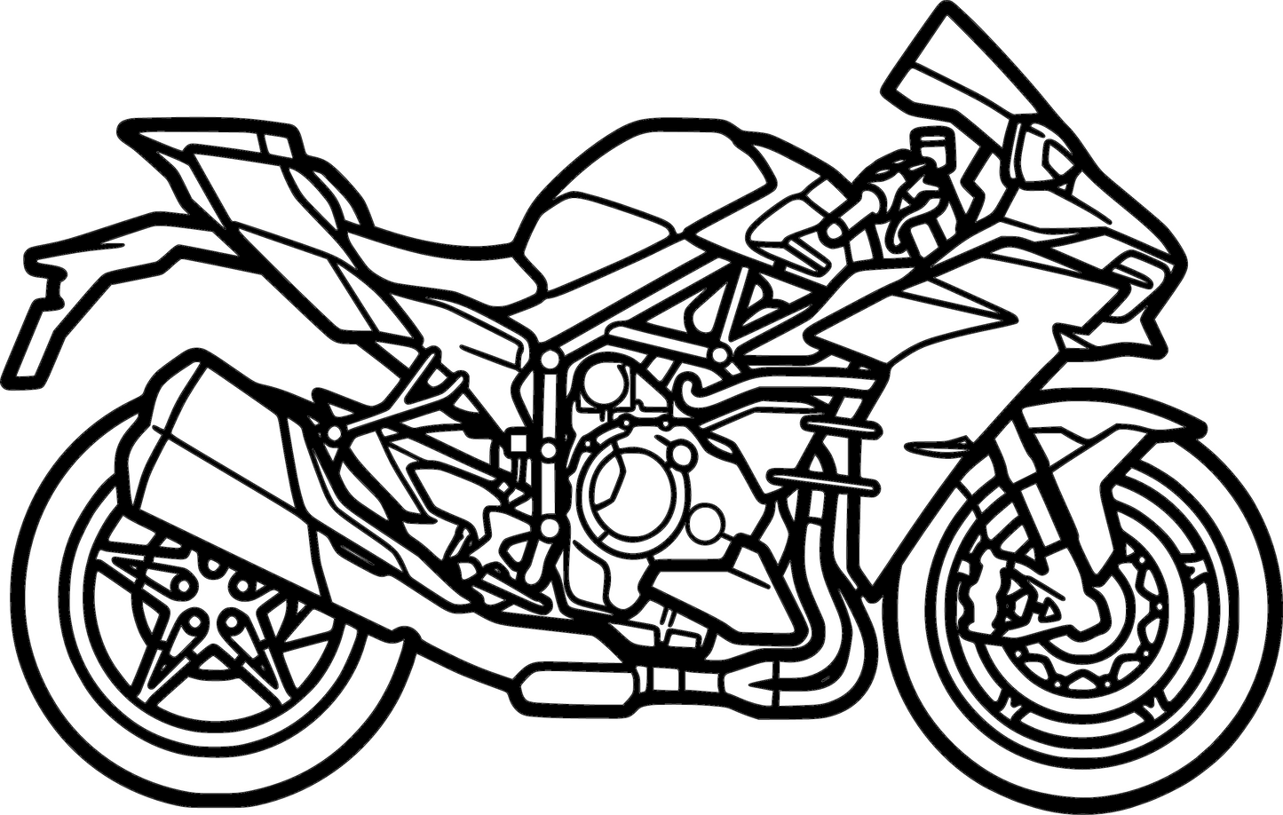 H2 - Metallsilhouette - Motorrad Wanddeko für Garage & Wohnzimmer - pulverbeschichtet