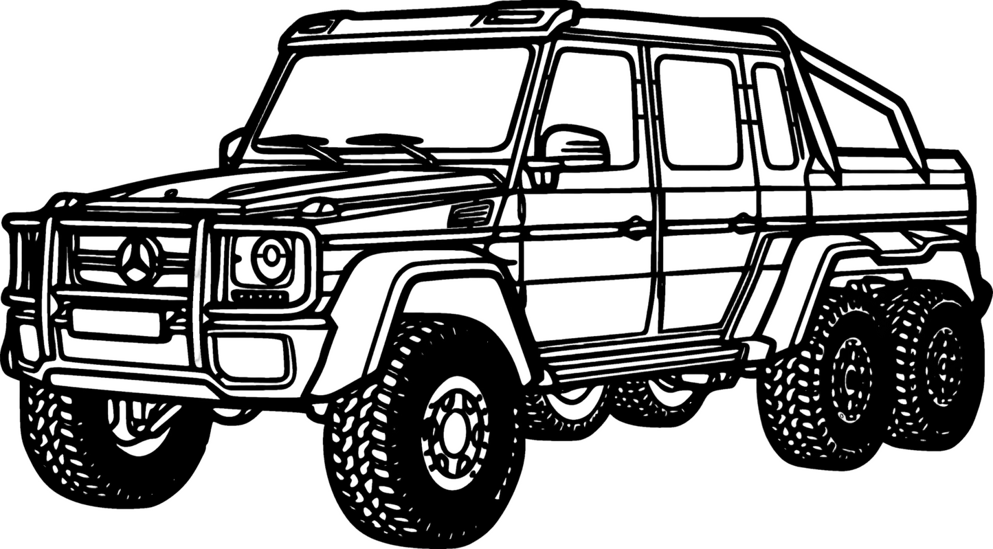 G63 6x6 - Metallsilhouette - Auto Wanddeko für Garage & Wohnzimmer - pulverbeschichtet