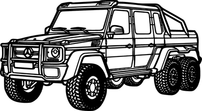 G63 6x6 - Metallsilhouette - Auto Wanddeko für Garage & Wohnzimmer - pulverbeschichtet