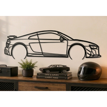 R8 V10 - Metallsilhouette - Auto Wanddeko für Garage & Wohnzimmer - pulverbeschichtet