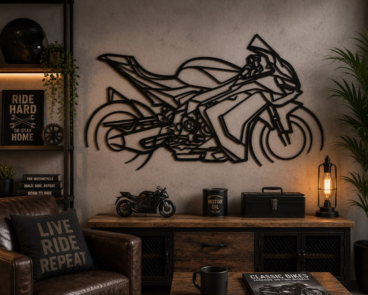 RSV4 - Metallsilhouette - Motorrad Wanddeko für Garage & Wohnzimmer - pulverbeschichtet