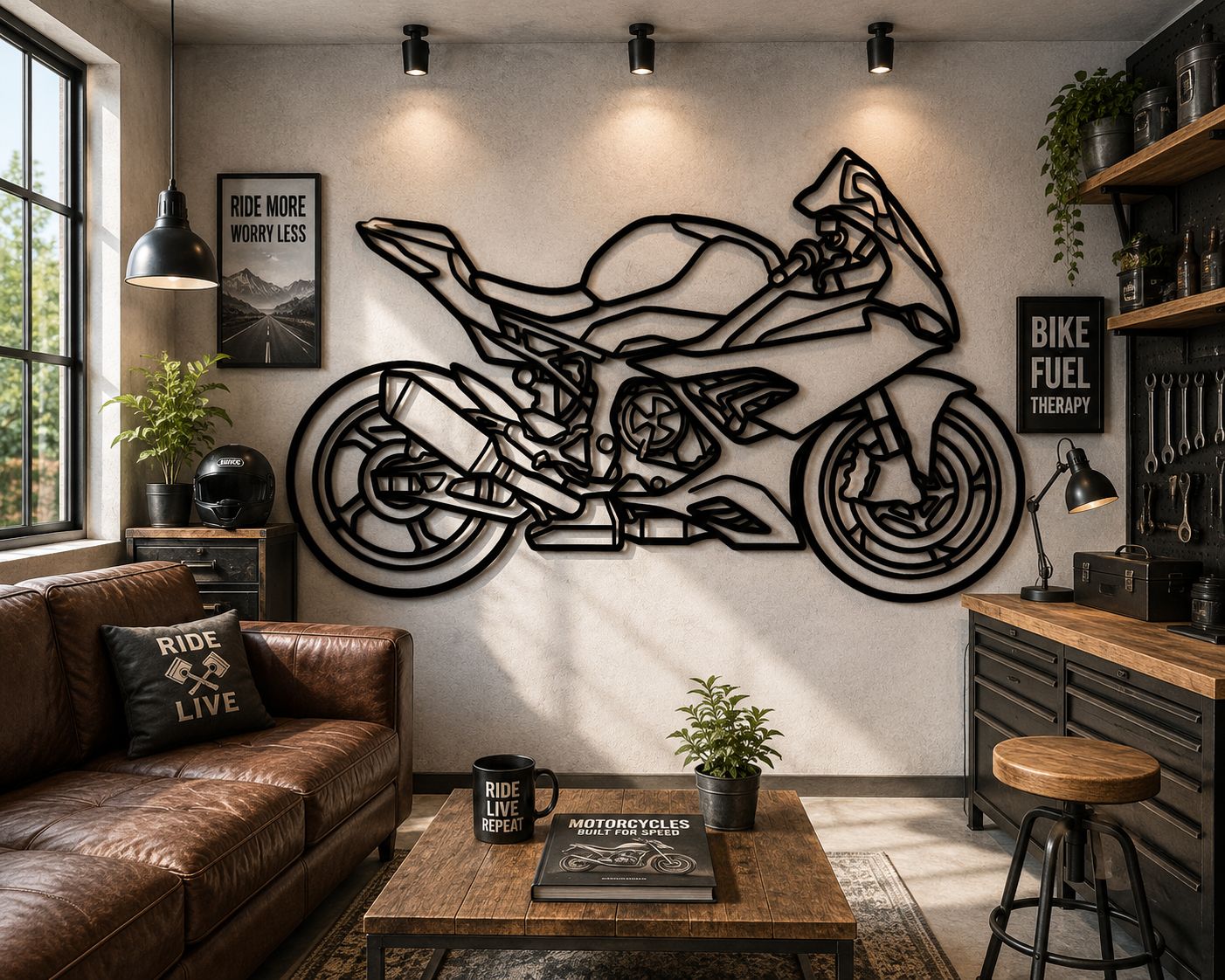 S1000RR - Metallsilhouette - Motorrad Wanddeko für Garage & Wohnzimmer - pulverbeschichtet