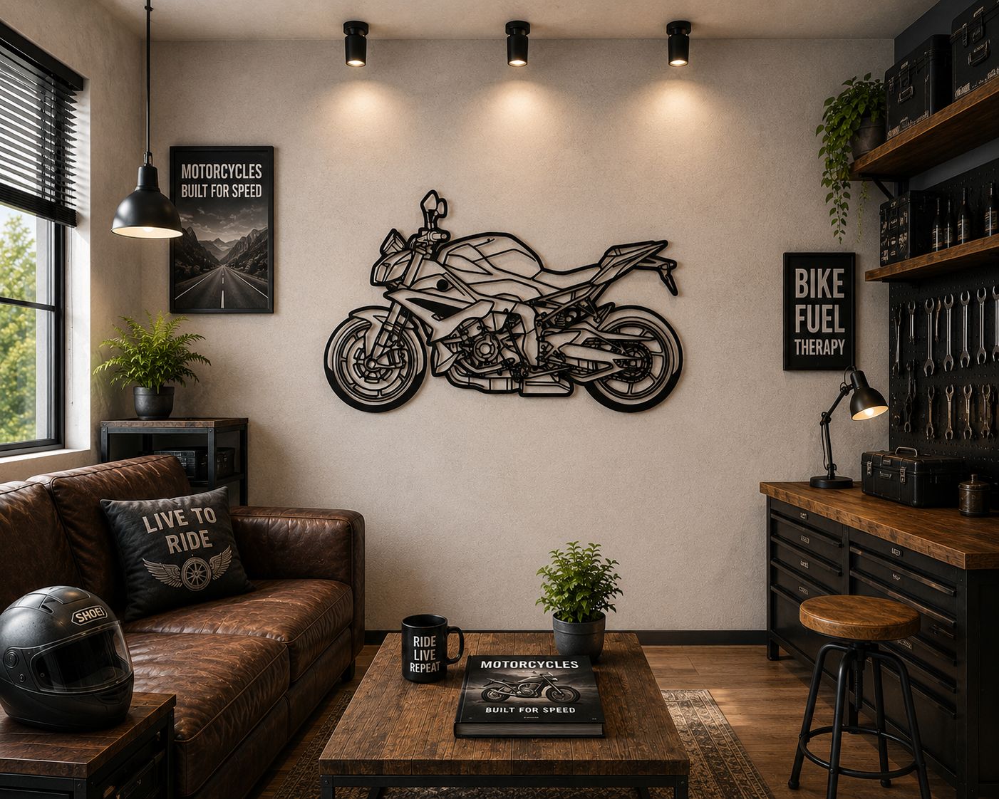 S1000R - Metallsilhouette - Motorrad Wanddeko für Garage & Wohnzimmer - pulverbeschichtet