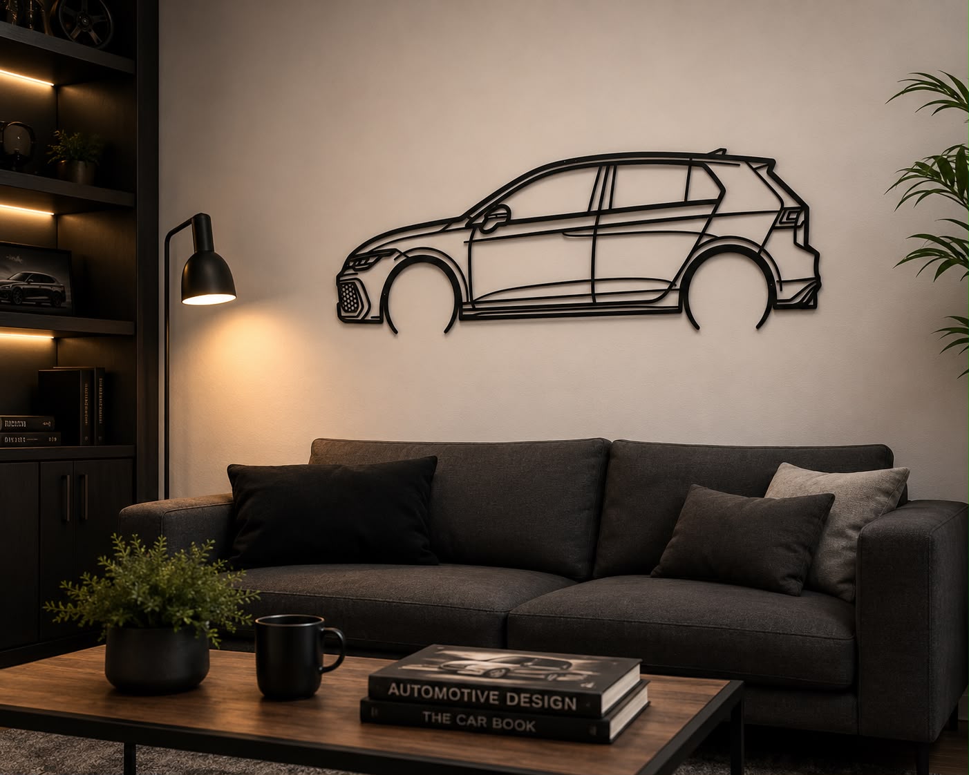 Golf GTI (2025) - Metallsilhouette - Auto Wanddeko für Garage & Wohnzimmer - pulverbeschichtet