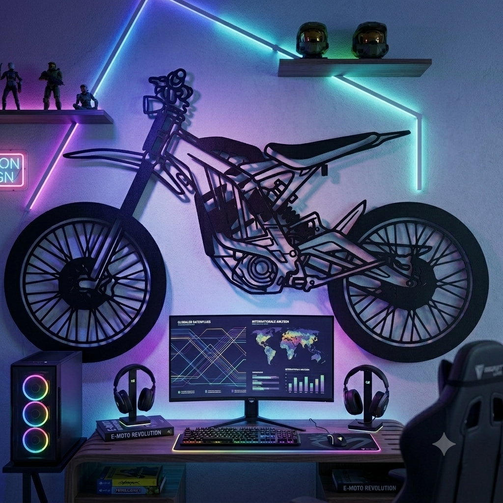 Light Bee - Metallsilhouette - Motorrad Wanddeko für Garage & Wohnzimmer - pulverbeschichtet
