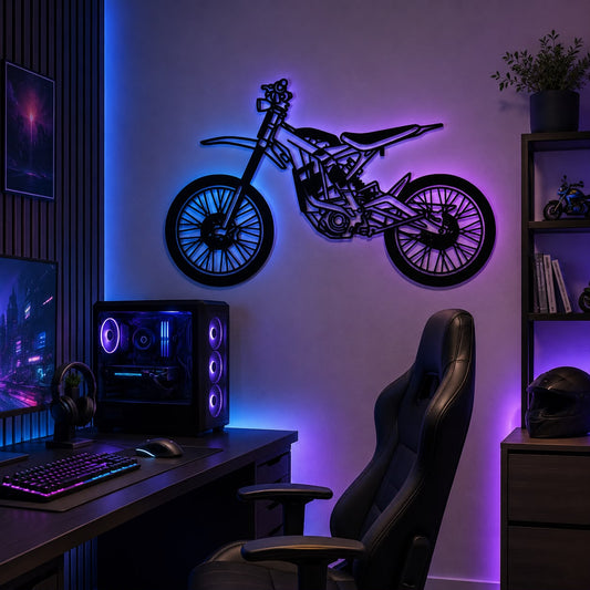 Light Bee - Metallsilhouette - Motorrad Wanddeko für Garage & Wohnzimmer - pulverbeschichtet