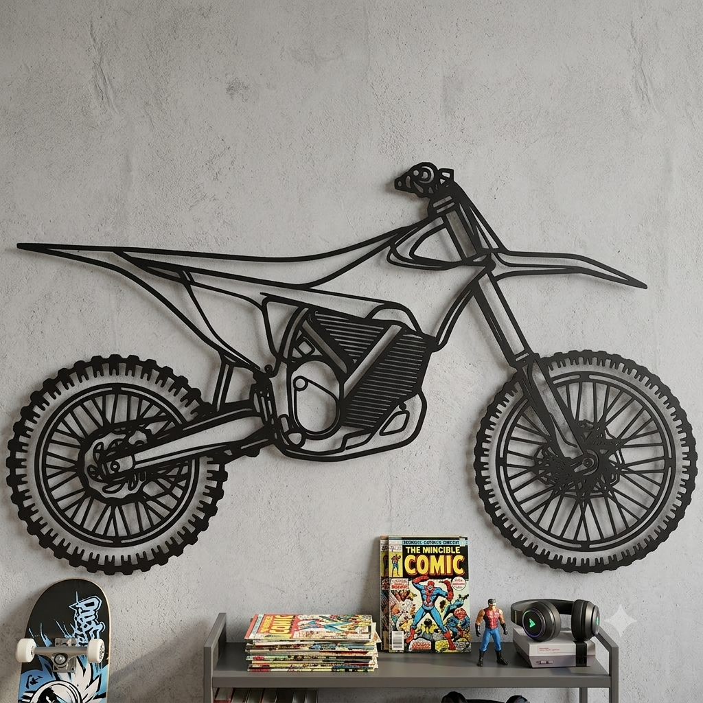 Varg EX - Metallsilhouette - Motorrad Wanddeko für Garage & Wohnzimmer - pulverbeschichtet