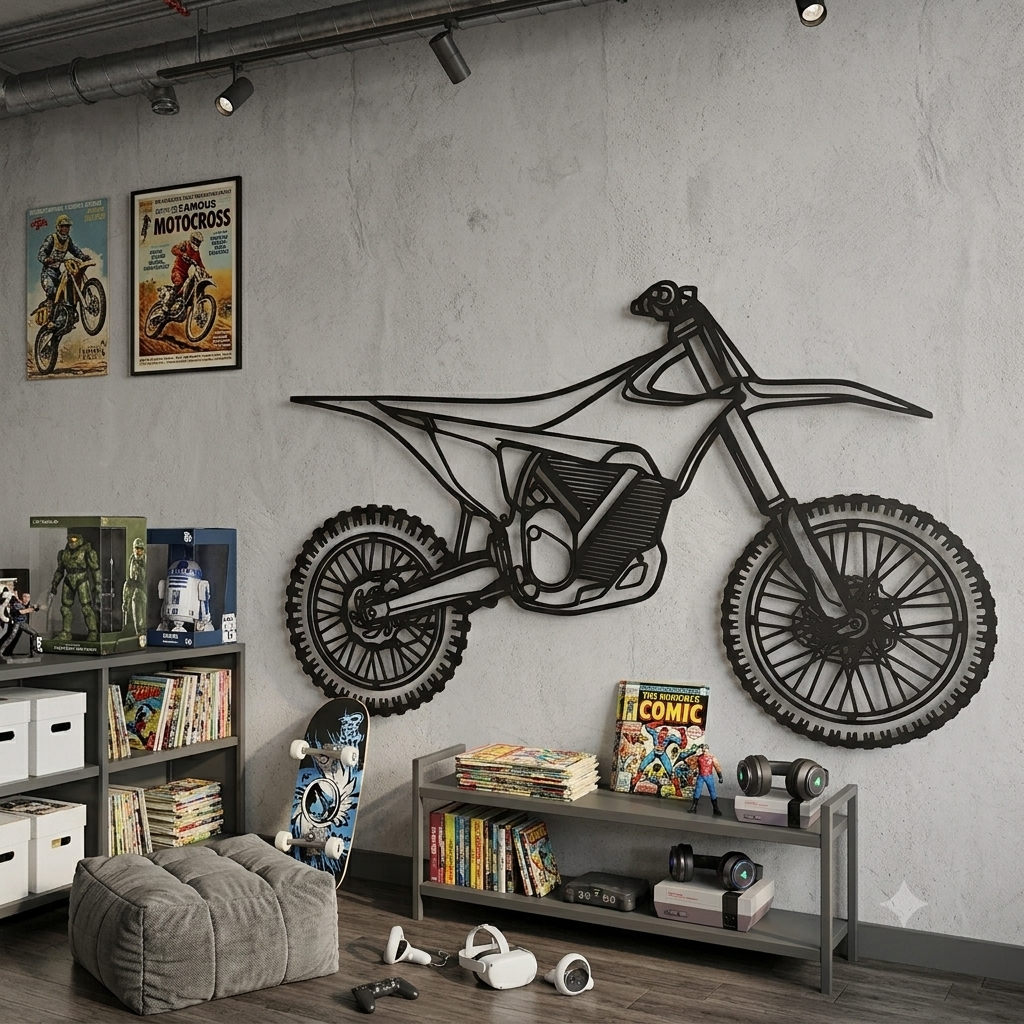 Varg EX - Metallsilhouette - Motorrad Wanddeko für Garage & Wohnzimmer - pulverbeschichtet