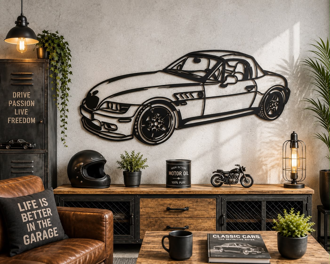 Z3 Cabrio - Metallsilhouette - Auto Wanddeko für Garage & Wohnzimmer - pulverbeschichtet